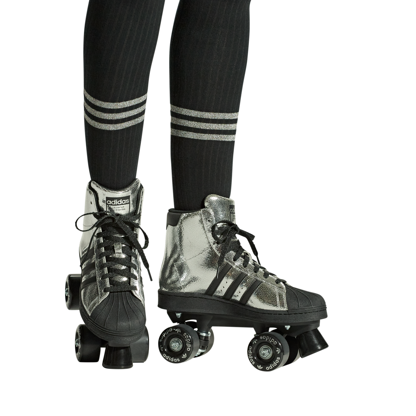 Women's Adidas Superstar 82 Roller Skates "Silver Metallic Black"