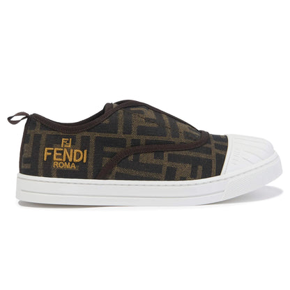 Fendi FF Logo Kids Brown Trainers