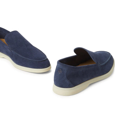 Loro Piana Summer Walk Suede Dark Deep Sea Loafers