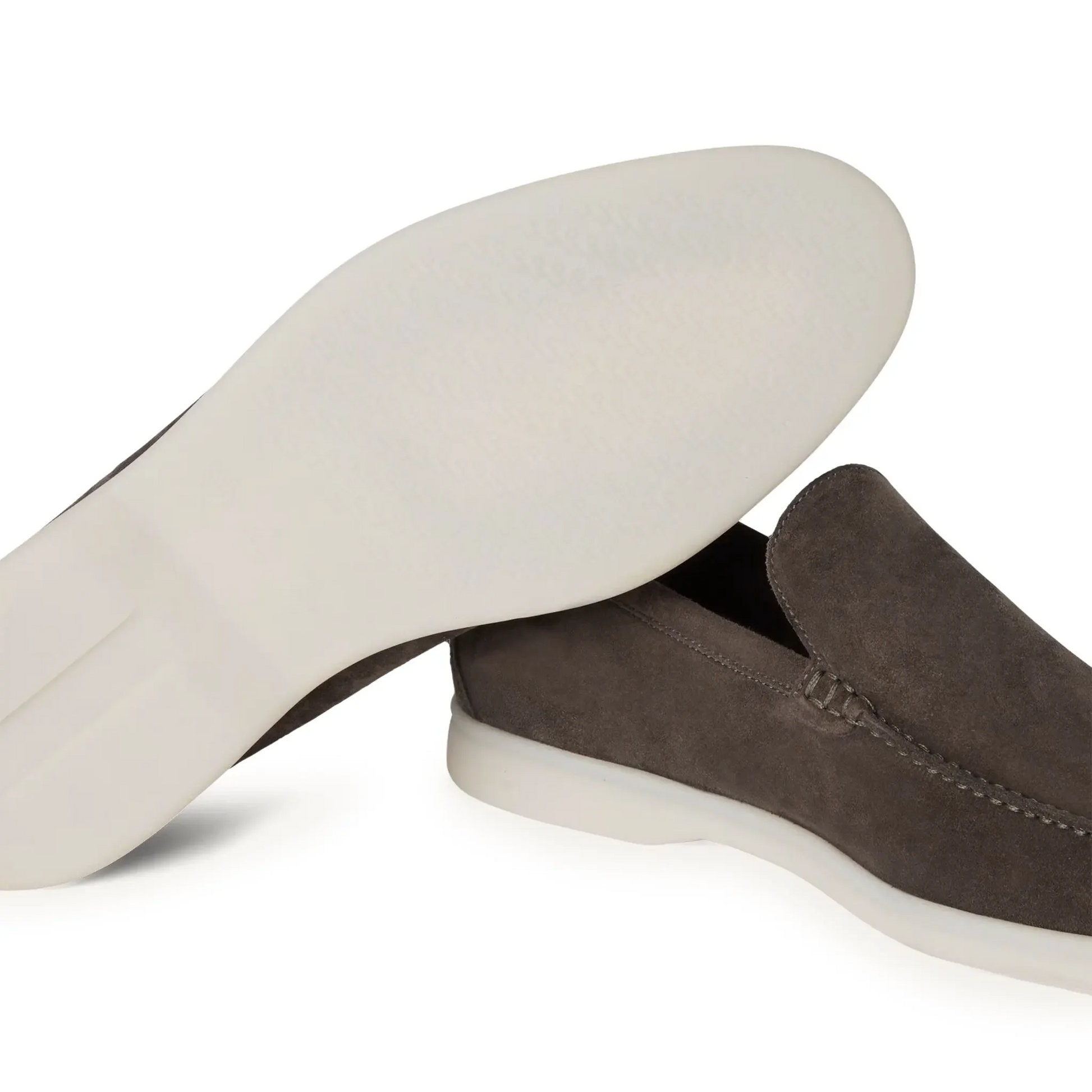 Loro Piana Summer Walk Suede Warm Grey Loafers