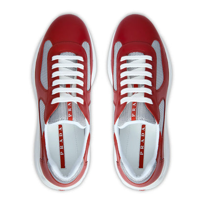 Prada Americas Cup Soft Rubber And Bike Fabric Red Silver Sneaker